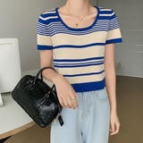 ランダムボーダー半袖ニット【韓国ファッション】 | Doula Doula | 詳細画像29 