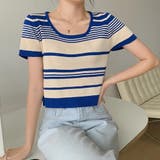 ランダムボーダー半袖ニット【韓国ファッション】 | Doula Doula | 詳細画像31 