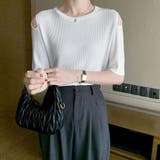 ホワイト | ショルダースリットニット【韓国ファッション】 | Doula Doula