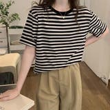 ブラック | ボーダーＴシャツ【韓国ファッション】 | Doula Doula