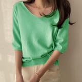 Vネック五分袖ニット【韓国ファッション】 | Doula Doula | 詳細画像7