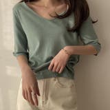 Vネック五分袖ニット【韓国ファッション】 | Doula Doula | 詳細画像12