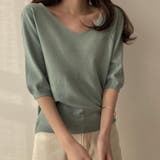 Vネック五分袖ニット【韓国ファッション】 | Doula Doula | 詳細画像13