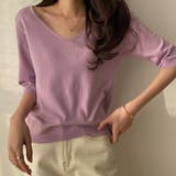 Vネック五分袖ニット【韓国ファッション】 | Doula Doula | 詳細画像15