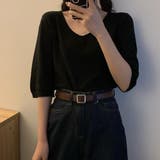 Vネック五分袖ニット【韓国ファッション】 | Doula Doula | 詳細画像25