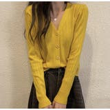 イエロー | Vネックリブカーディガン【韓国ファッション】 | Doula Doula