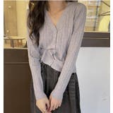 グレー | Vネックリブカーディガン【韓国ファッション】 | Doula Doula
