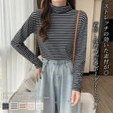 ハイネックボーダーカットソー【韓国ファッション】【春夏新商品】 | Doula Doula | 詳細画像1