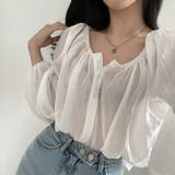 ホワイト | 2wayショルダー パフスリーブシャツブラウス【韓国ファッション】【春夏新商品】 | Doula Doula