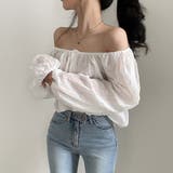 2wayショルダー パフスリーブシャツブラウス【韓国ファッション】【春夏新商品】 | Doula Doula | 詳細画像8 