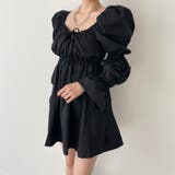 ブラック | パフスリーブコットンミニワンピース【韓国ファッション】【春夏新商品】 | Doula Doula