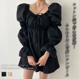 パフスリーブコットンミニワンピース【韓国ファッション】【春夏新商品】 | Doula Doula | 詳細画像1 
