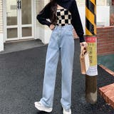 デザインウエストワイドデニムパンツ【韓国ファッション】【春夏新商品】 | Doula Doula | 詳細画像5 