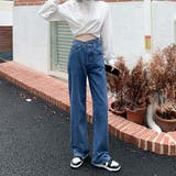 デザインウエストワイドデニムパンツ【韓国ファッション】【春夏新商品】 | Doula Doula | 詳細画像6 