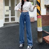 デザインウエストワイドデニムパンツ【韓国ファッション】【春夏新商品】 | Doula Doula | 詳細画像7 