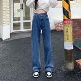 デザインウエストワイドデニムパンツ【韓国ファッション】【春夏新商品】 | Doula Doula | 詳細画像10 