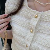 韓国フレンチシック。フリルショートノーカラー半袖ジャケット | Doula Doula | 詳細画像5
