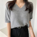 大人のこなれ感。Vネック半袖サマーニットトップス | Doula Doula | 詳細画像7 
