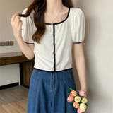 スクエアネックパイピングカラーパフスリーブ半袖カーディガン【韓国ファッション】 | Doula Doula | 詳細画像9