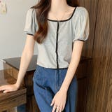 スクエアネックパイピングカラーパフスリーブ半袖カーディガン【韓国ファッション】 | Doula Doula | 詳細画像36