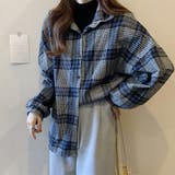 ネイビー | コーデュロイチェックシャツ【韓国ファッション】 | Doula Doula