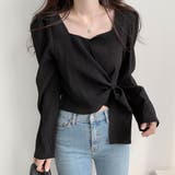 ブラック | パフスリーブウエストマークブラウス【韓国ファッション】【春夏新商品】 | Doula Doula
