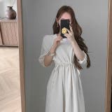 ラウンドネックパフスリーブサイドリボンワンピース【韓国ファッション】 | Doula Doula | 詳細画像11