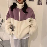 オーバーサイズ配色ボアフリースブルゾン【韓国ファッション】 | Doula Doula | 詳細画像3