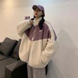 オーバーサイズ配色ボアフリースブルゾン【韓国ファッション】 | Doula Doula | 詳細画像4