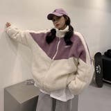 オーバーサイズ配色ボアフリースブルゾン【韓国ファッション】 | Doula Doula | 詳細画像5