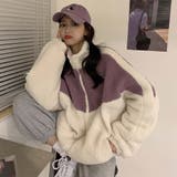 オーバーサイズ配色ボアフリースブルゾン【韓国ファッション】 | Doula Doula | 詳細画像7