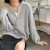 グレー | フロントジップニットブルゾン【韓国ファッション】【春夏新商品】 | Doula Doula