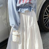 ティアードギャザーフレアロングスカート【韓国ファッション】【春夏新商品】 | Doula Doula | 詳細画像2 