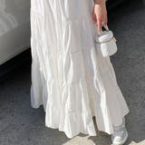 ティアードギャザーフレアロングスカート【韓国ファッション】【春夏新商品】 | Doula Doula | 詳細画像7 