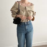 キャメル | オフショルダーデザインシャツ【韓国ファッション】【春夏新商品】 | Doula Doula