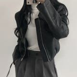 ブラック | サイドリボンエコレザージャケット【韓国ファッション】 | Doula Doula