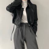 サイドリボンエコレザージャケット【韓国ファッション】 | Doula Doula | 詳細画像2 