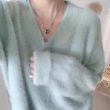 ブルー | Vネックモヘアニットセーター | Doula Doula