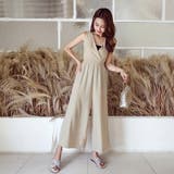 ベージュ | 麻混オールインワン レディース サロペット | Doux Belle 