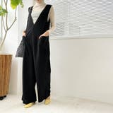 オールインワン レディース サロペット サロペvネック ワイドパンツ | Doux Belle | 詳細画像41