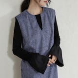 ブルー（キーネック） | ジャンパスカート 2タイプネック 深Vネック キーネック | Doux Belle 