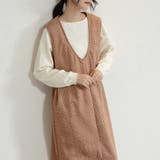 ブラウン（深Vネック） | ジャンパスカート 2タイプネック 深Vネック キーネック | Doux Belle 