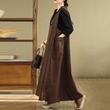 フード付き深Vネックデニム風ジャンパースカート レディース ワンピース | Doux Belle  | 詳細画像4 