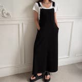 ブラック | カットソー素材サロペットスカート レディース ワンピース | Doux Belle