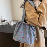 チェリー柄巾着デニムバッグ | Doux Belle | 詳細画像2