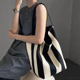 ミニバッグ付きの2点セット ストライプ柄トートバッグ | Doux Belle  | 詳細画像1 