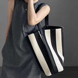 ブラック | ミニバッグ付きの2点セット ストライプ柄トートバッグ | Doux Belle 