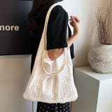 ベージュ | レース編みニットトートバッグ | Doux Belle 