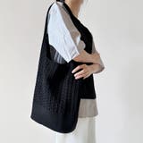 ブラック | レース編みニットトートバッグ | Doux Belle 