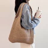 ブラウン | レース編みニットトートバッグ | Doux Belle 